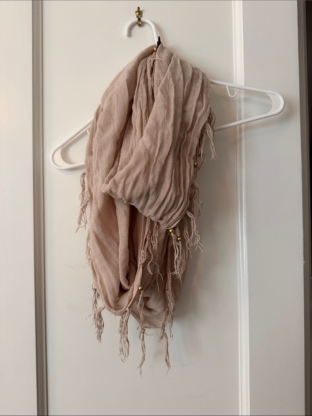Light Taupe Fringe Infinity Scarf - Unbranded